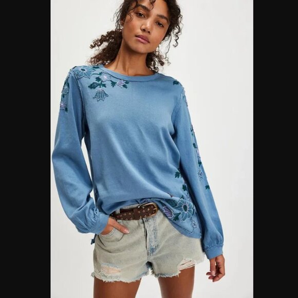 Free People Tops - Free People Violet Vines Long Sleeve Tee